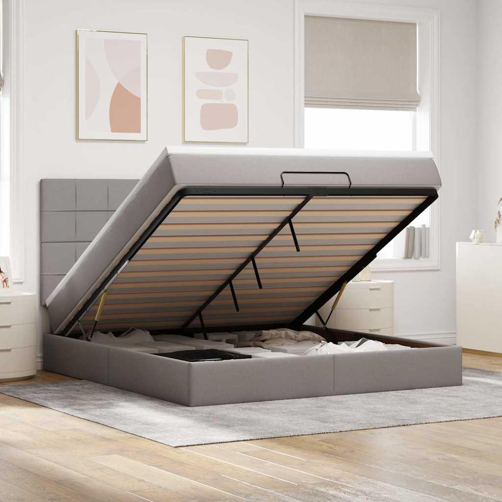 vidaXL Bed met matras 90x200 cm stof crèmekleurig