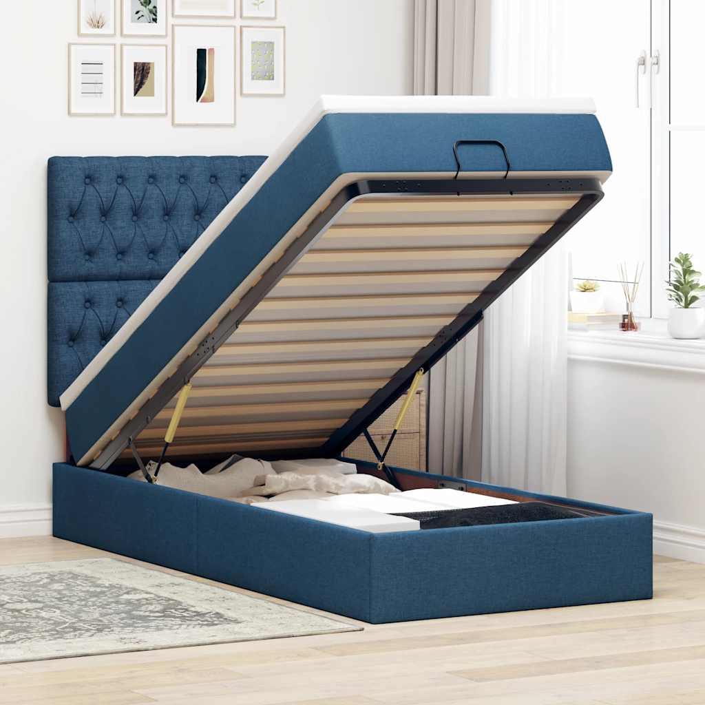 vidaXL Bed met matras 90x200 cm stof crèmekleurig