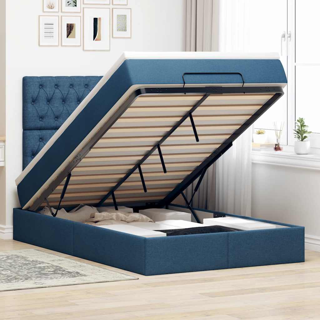 vidaXL Bed met matras 90x200 cm stof crèmekleurig