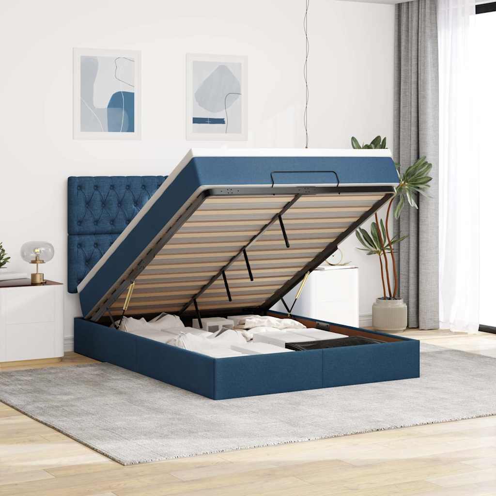 vidaXL Bed met matras 90x200 cm stof crèmekleurig