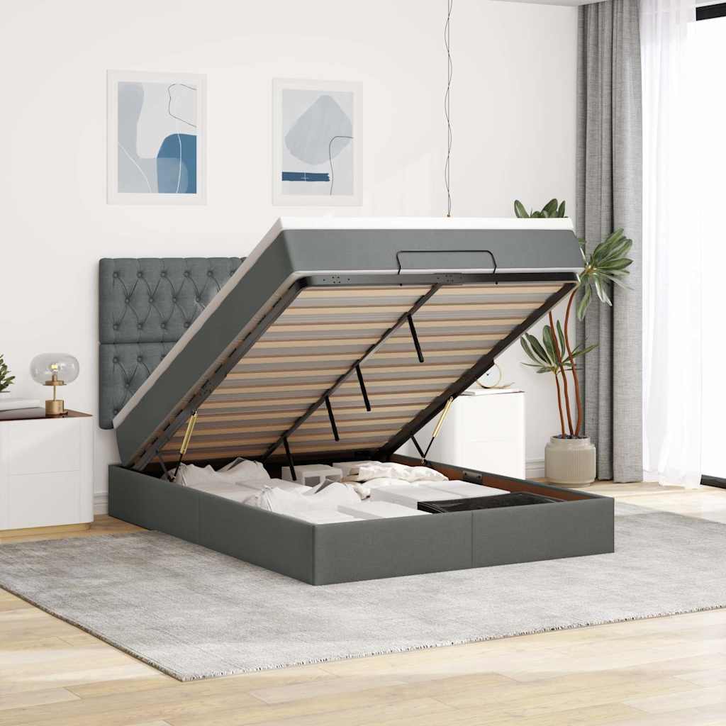 vidaXL Bed met matras 90x200 cm stof crèmekleurig