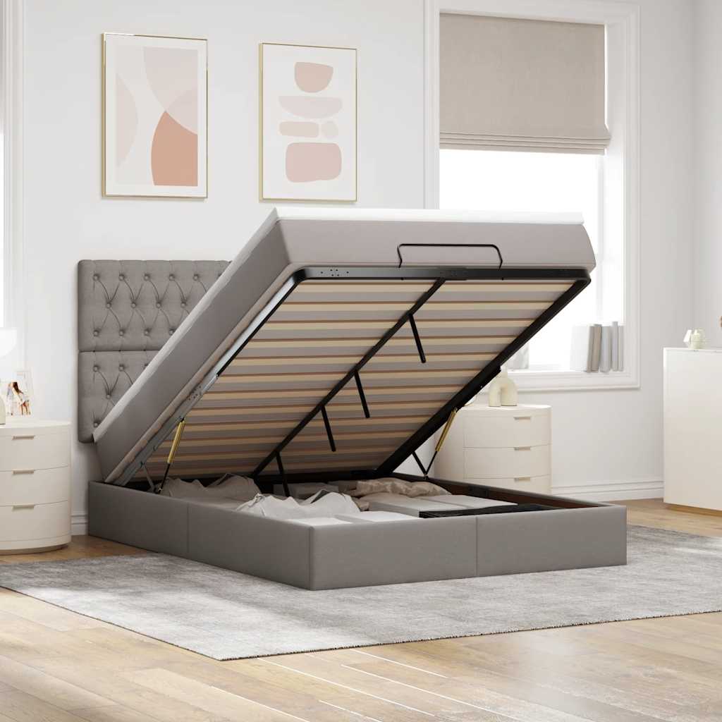 vidaXL Bed met matras 90x200 cm stof crèmekleurig