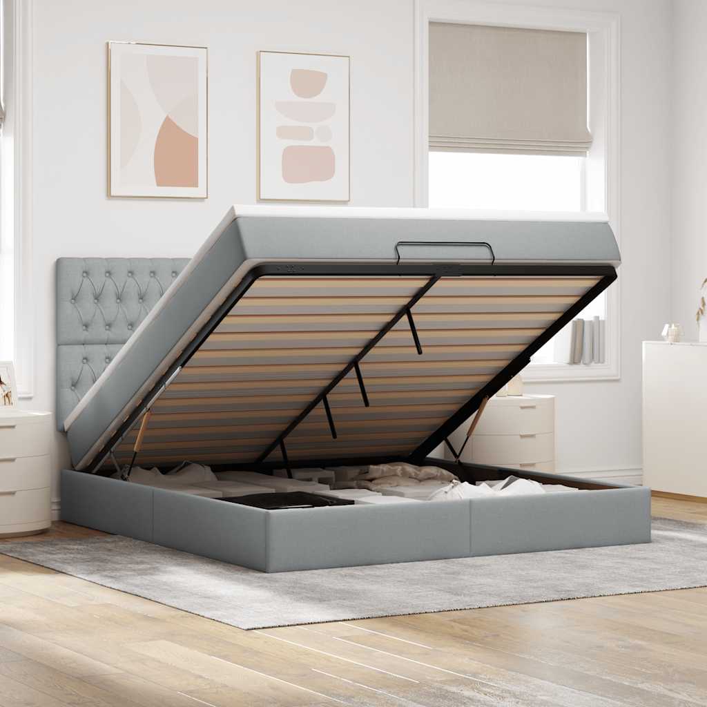 vidaXL Bed met matras 90x200 cm stof crèmekleurig