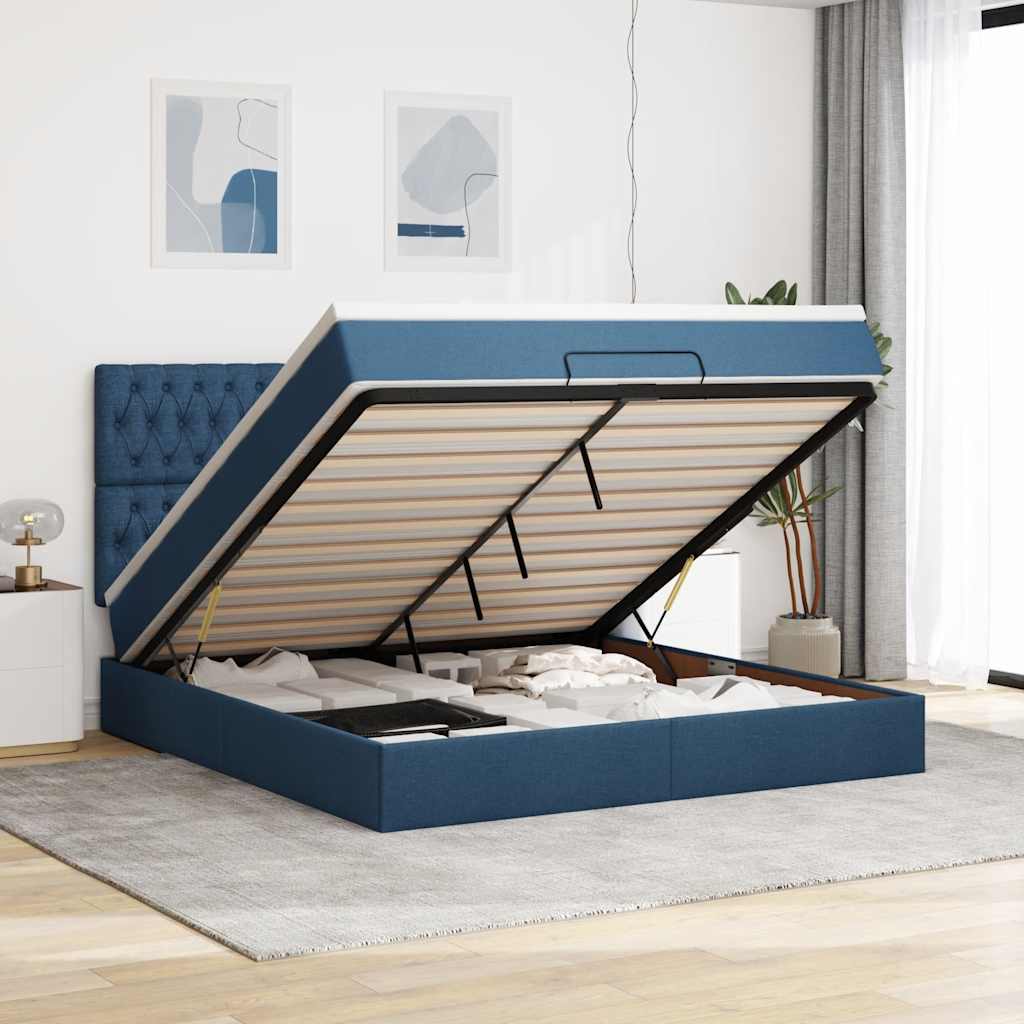 vidaXL Bed met matras 90x200 cm stof crèmekleurig