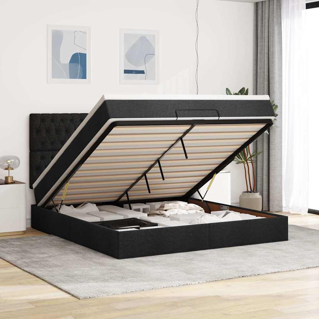 vidaXL Bed met matras 90x200 cm stof crèmekleurig