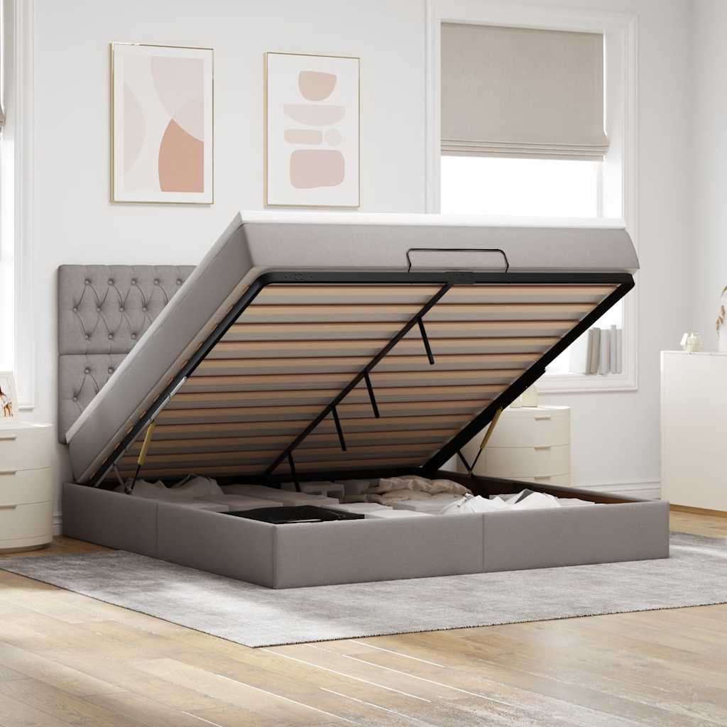 vidaXL Bed met matras 90x200 cm stof crèmekleurig