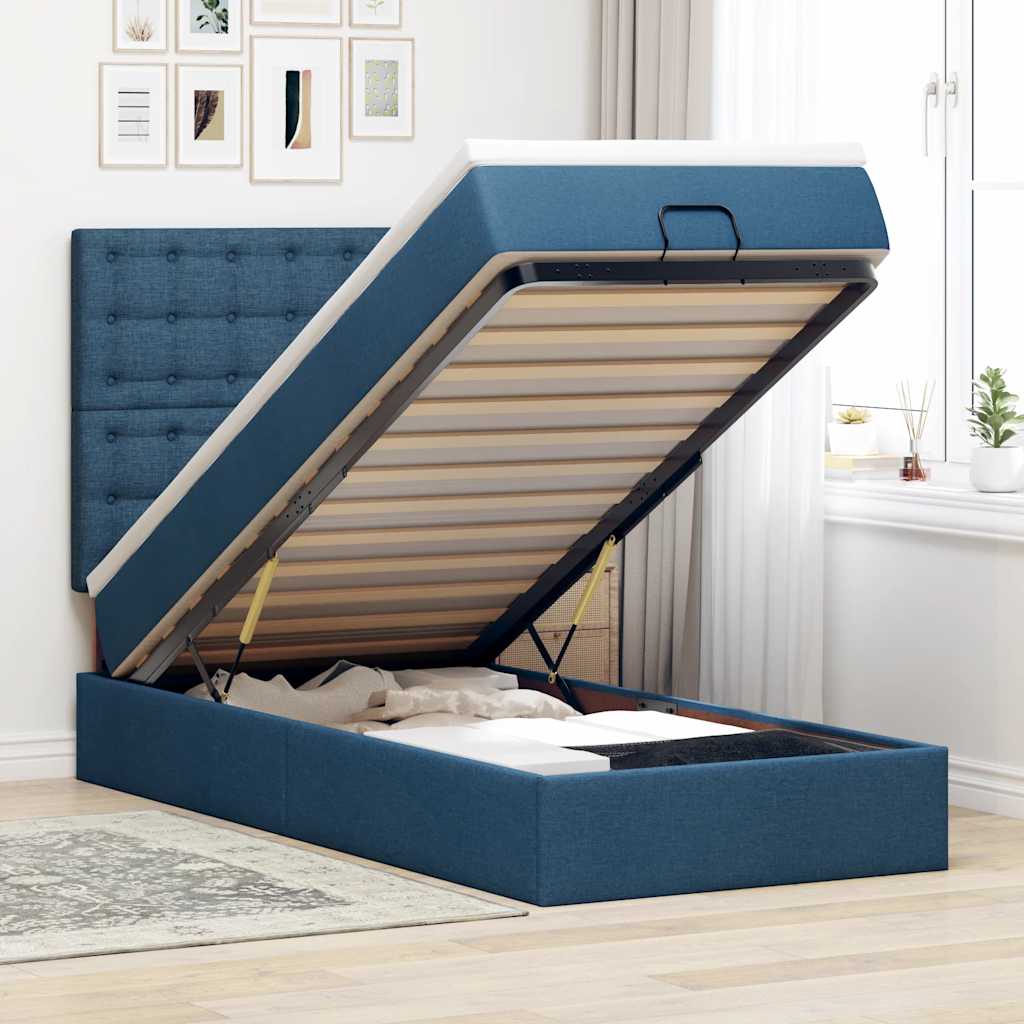 vidaXL Bed met matras 90x200 cm stof crèmekleurig