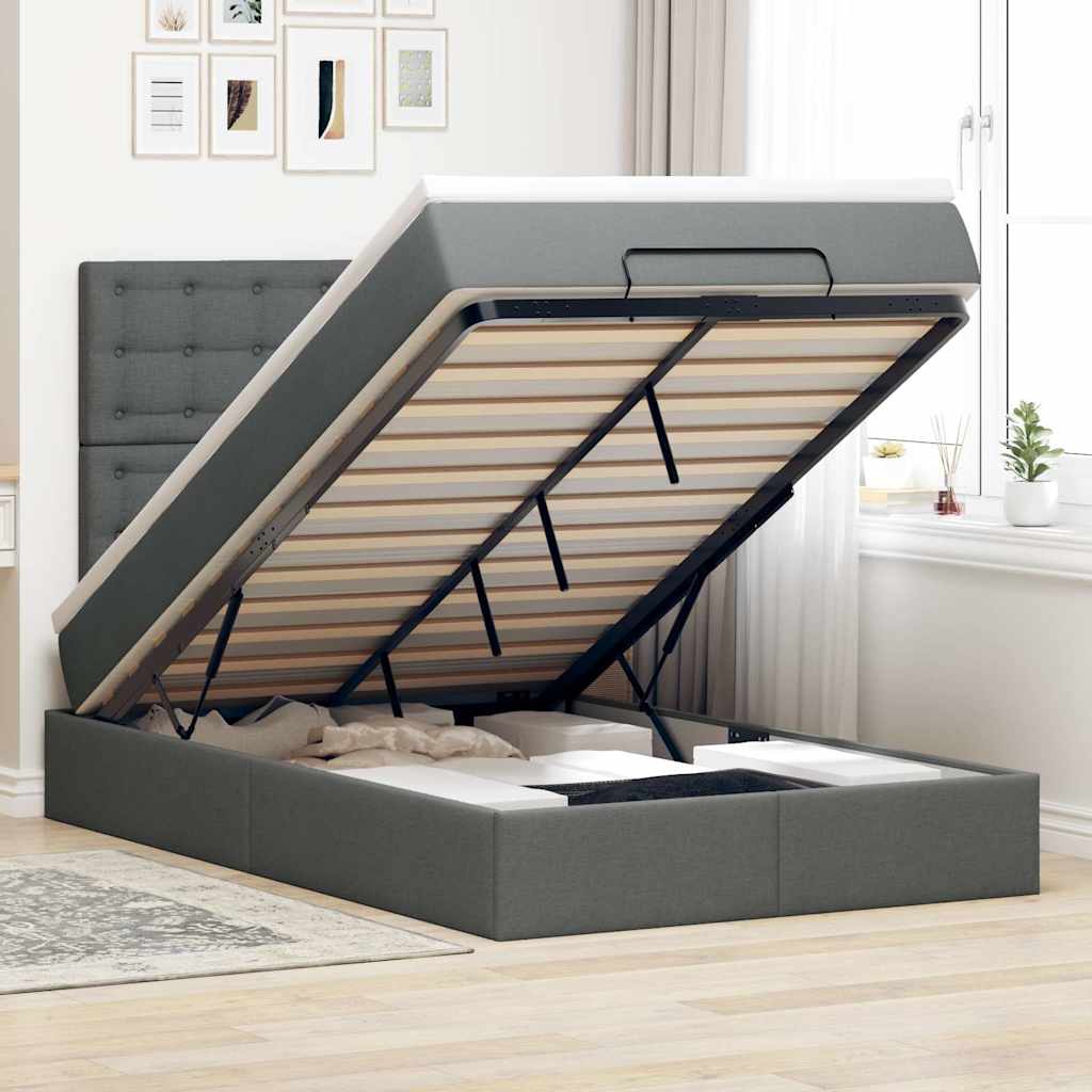 vidaXL Bed met matras 90x200 cm stof crèmekleurig