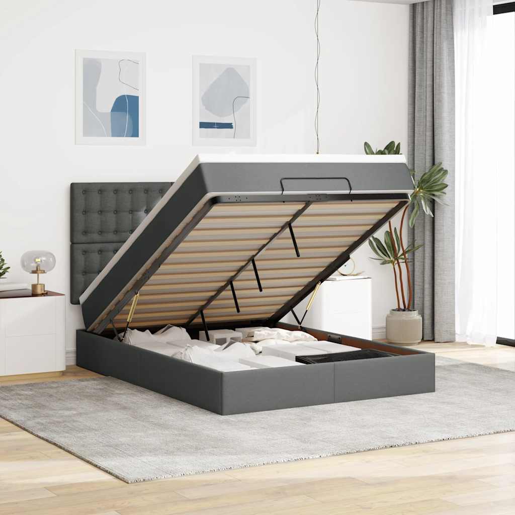 vidaXL Bed met matras 90x200 cm stof crèmekleurig