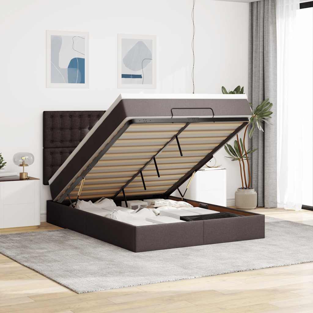 vidaXL Bed met matras 90x200 cm stof crèmekleurig