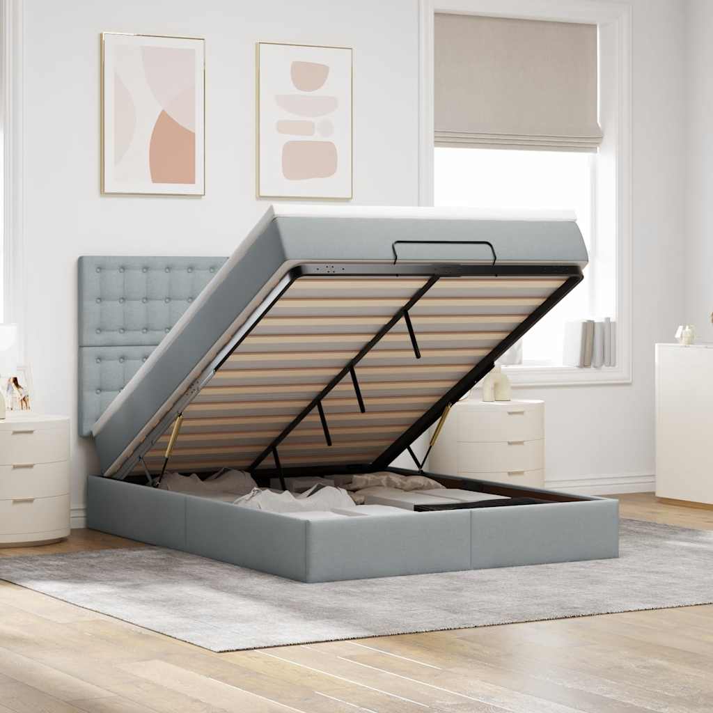 vidaXL Bed met matras 90x200 cm stof crèmekleurig