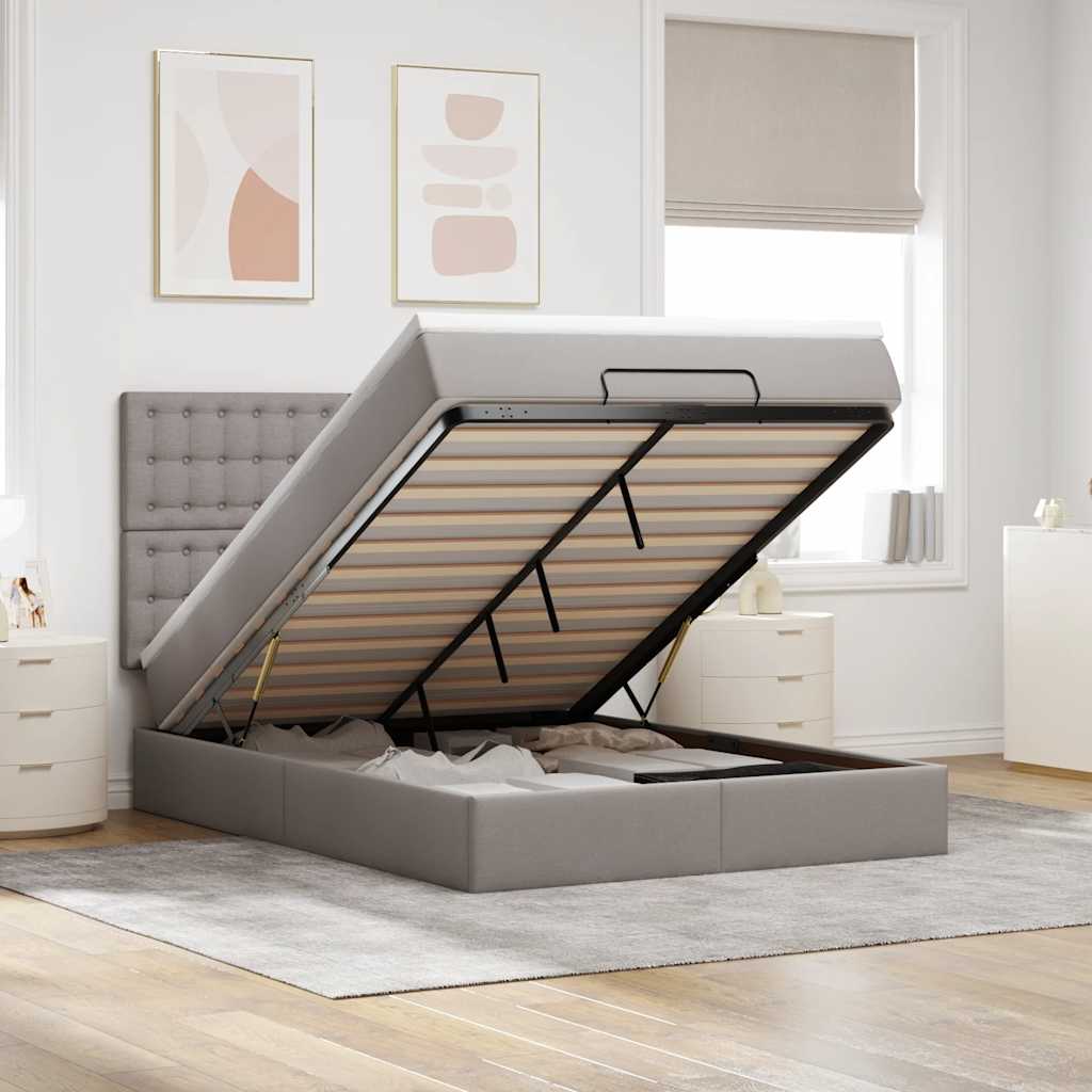 vidaXL Bed met matras 90x200 cm stof crèmekleurig