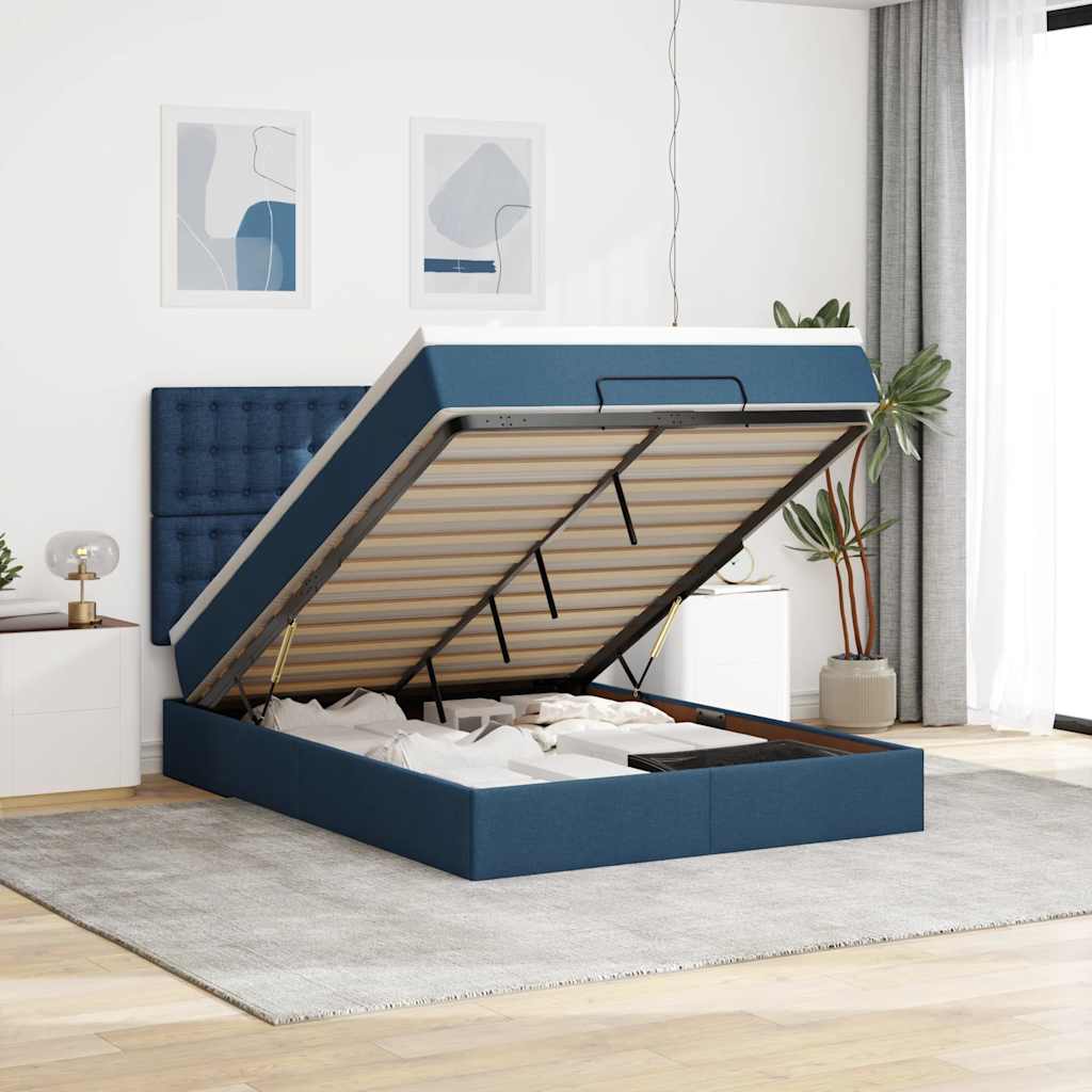 vidaXL Bed met matras 90x200 cm stof crèmekleurig