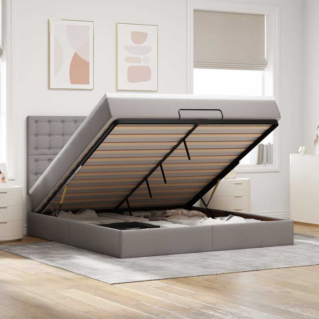 vidaXL Bed met matras 90x200 cm stof crèmekleurig