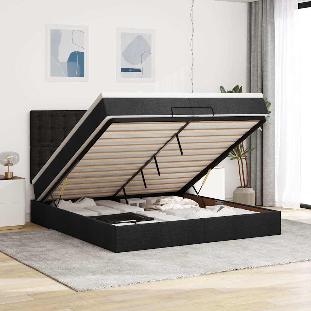 vidaXL Bed met matras 90x200 cm stof crèmekleurig
