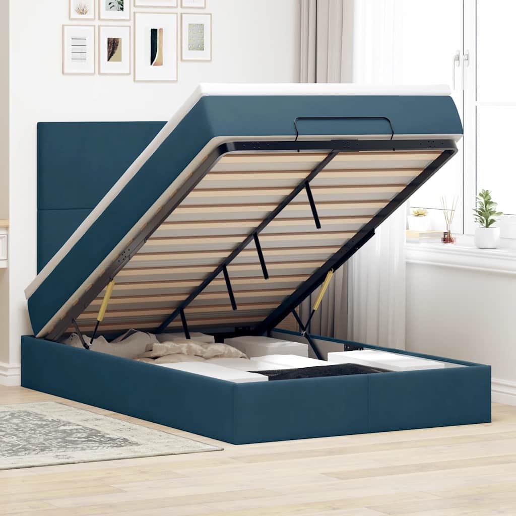 vidaXL Ottoman bed met matrassen 100x200cm fluweel roze