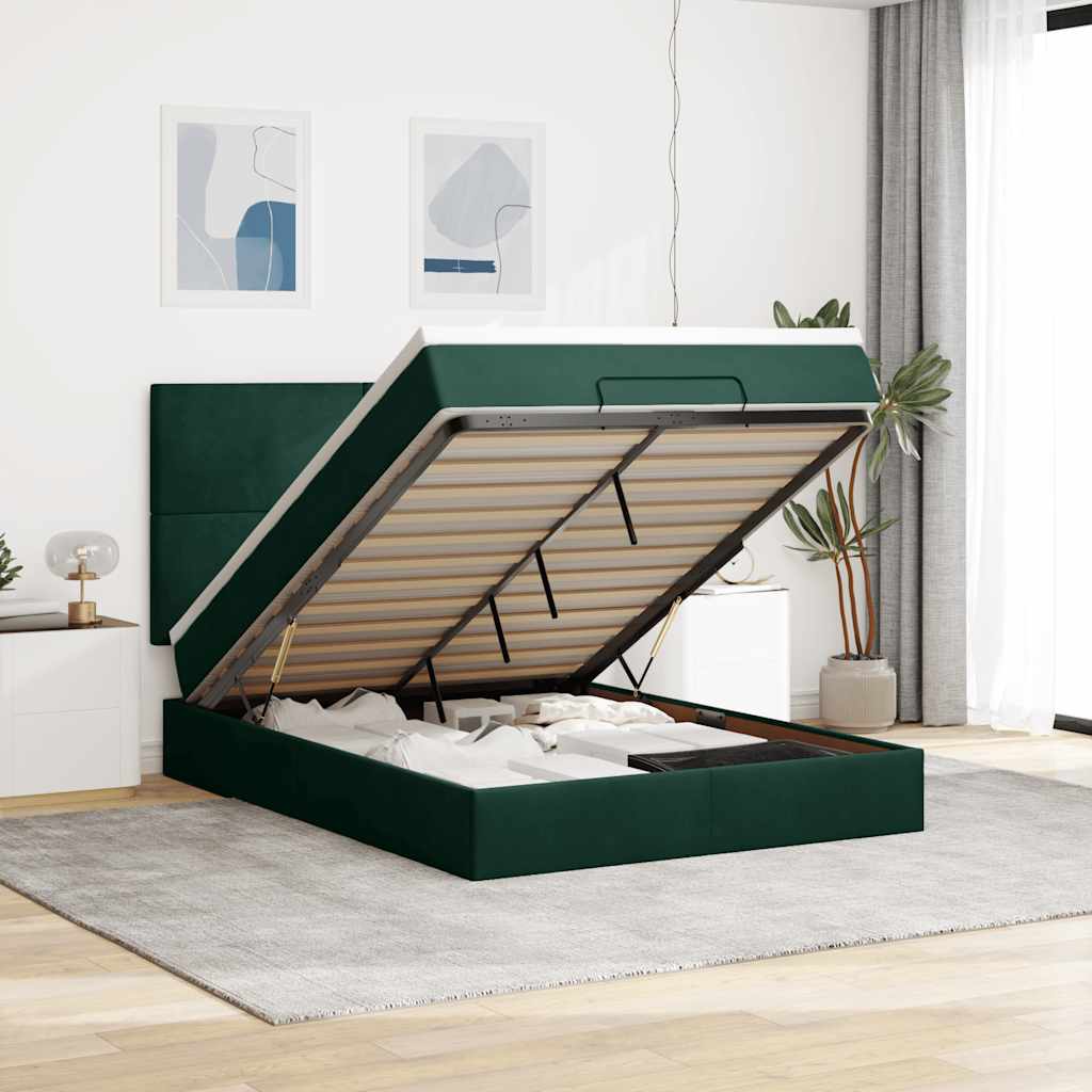 vidaXL Ottoman bed met matrassen 100x200cm fluweel roze