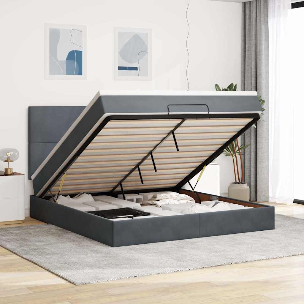 vidaXL Ottoman bed met matrassen 100x200cm fluweel roze