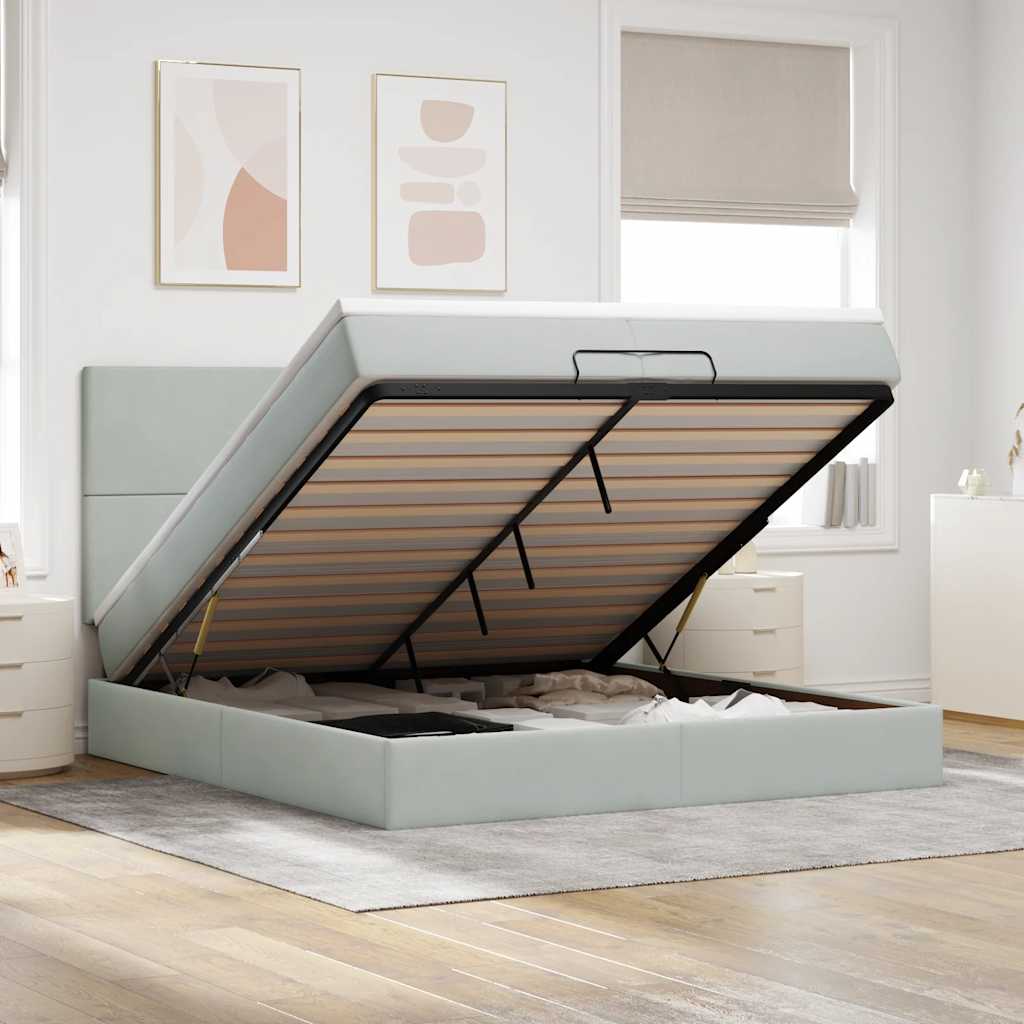 vidaXL Ottoman bed met matrassen 100x200cm fluweel roze