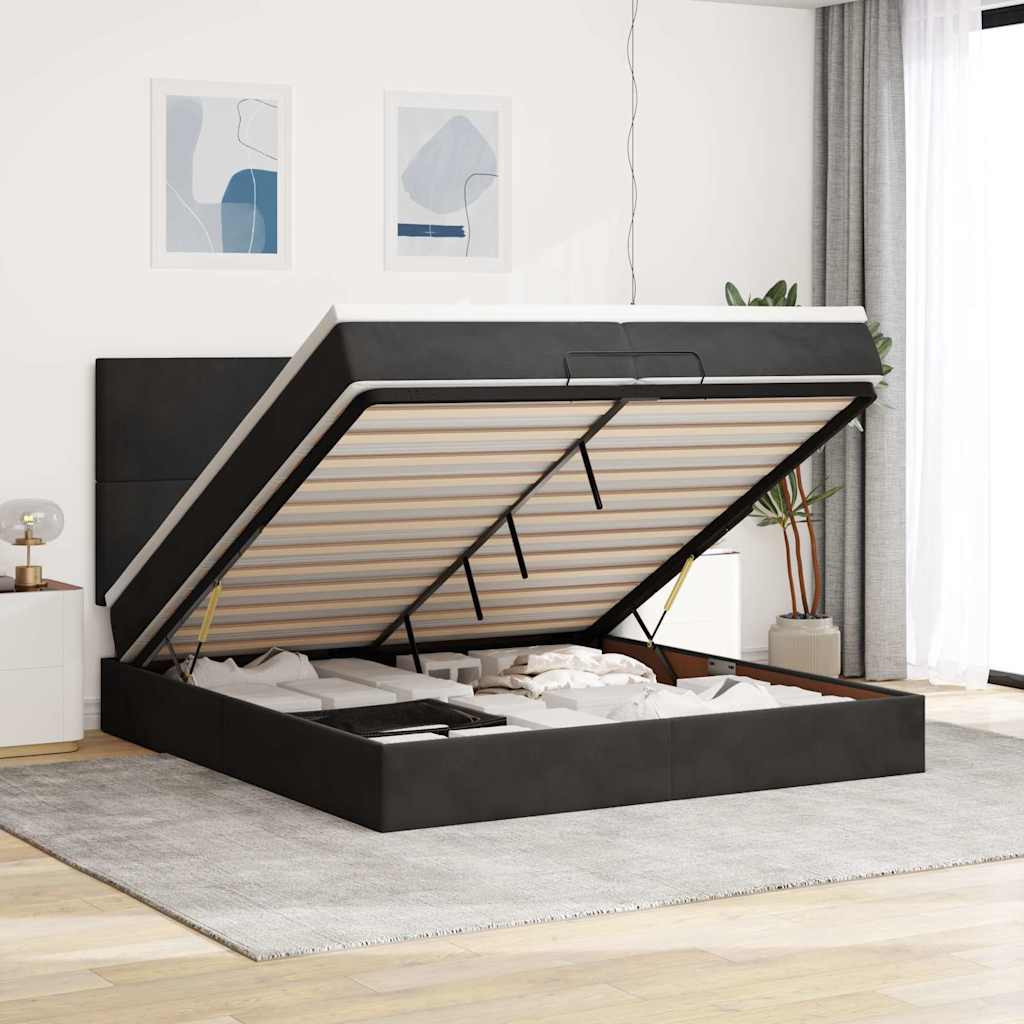 vidaXL Ottoman bed met matrassen 100x200cm fluweel roze