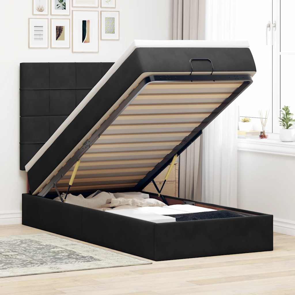 vidaXL Ottoman bed met matrassen 100x200cm fluweel roze