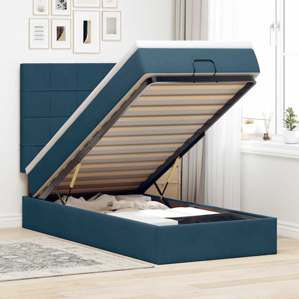 vidaXL Ottoman bed met matrassen 100x200cm fluweel roze