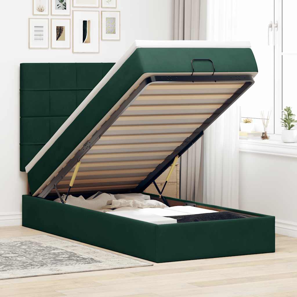 vidaXL Ottoman bed met matrassen 100x200cm fluweel roze