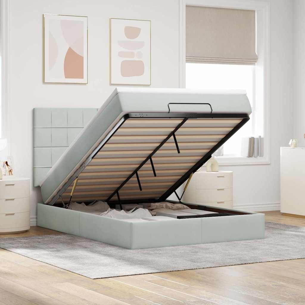 vidaXL Ottoman bed met matrassen 100x200cm fluweel roze