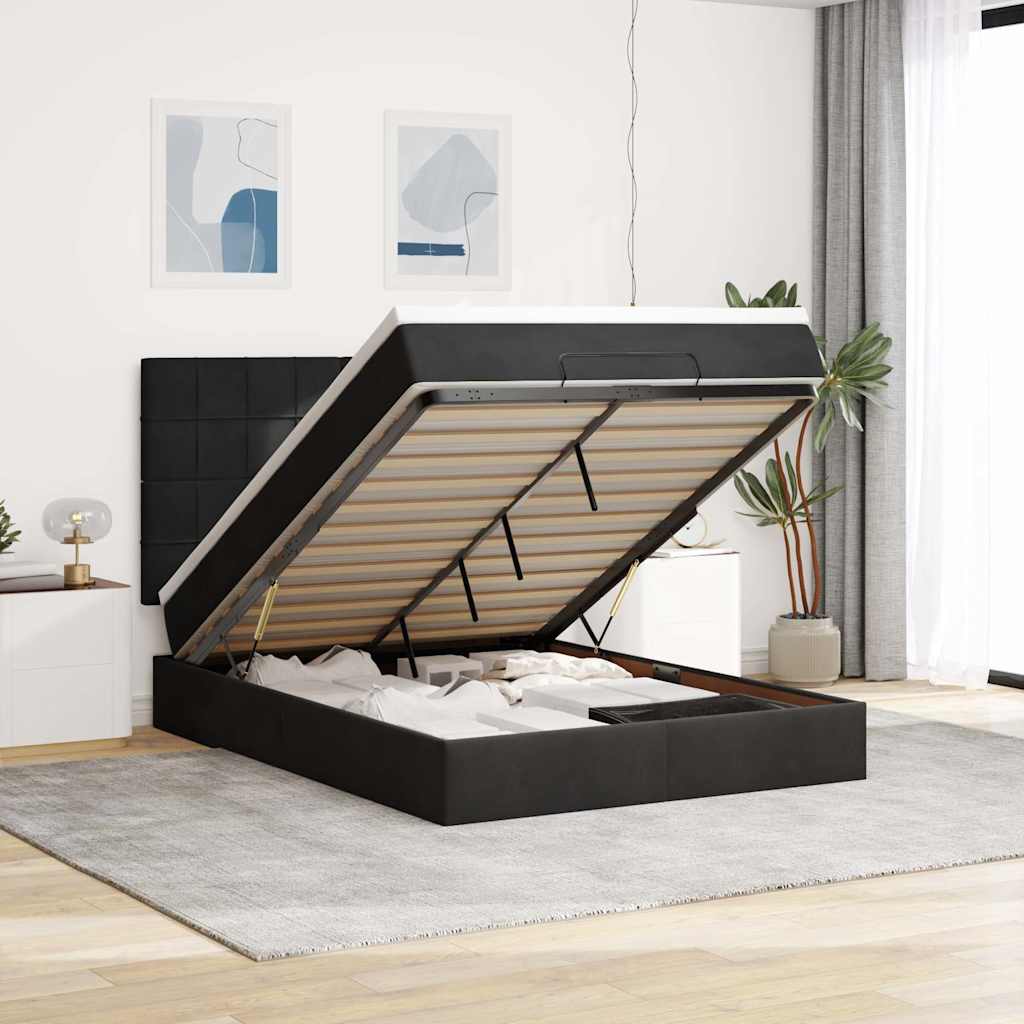vidaXL Ottoman bed met matrassen 100x200cm fluweel roze