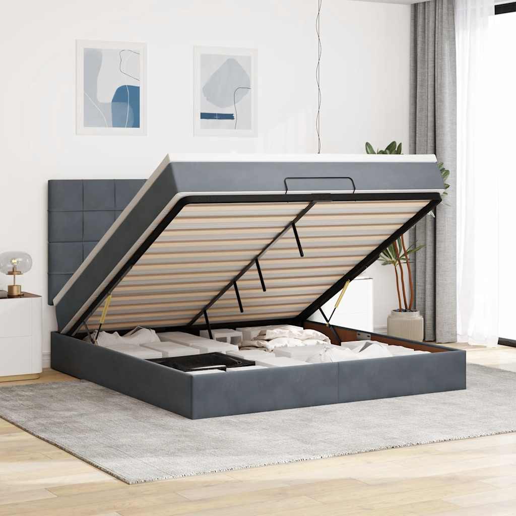 vidaXL Ottoman bed met matrassen 100x200cm fluweel roze