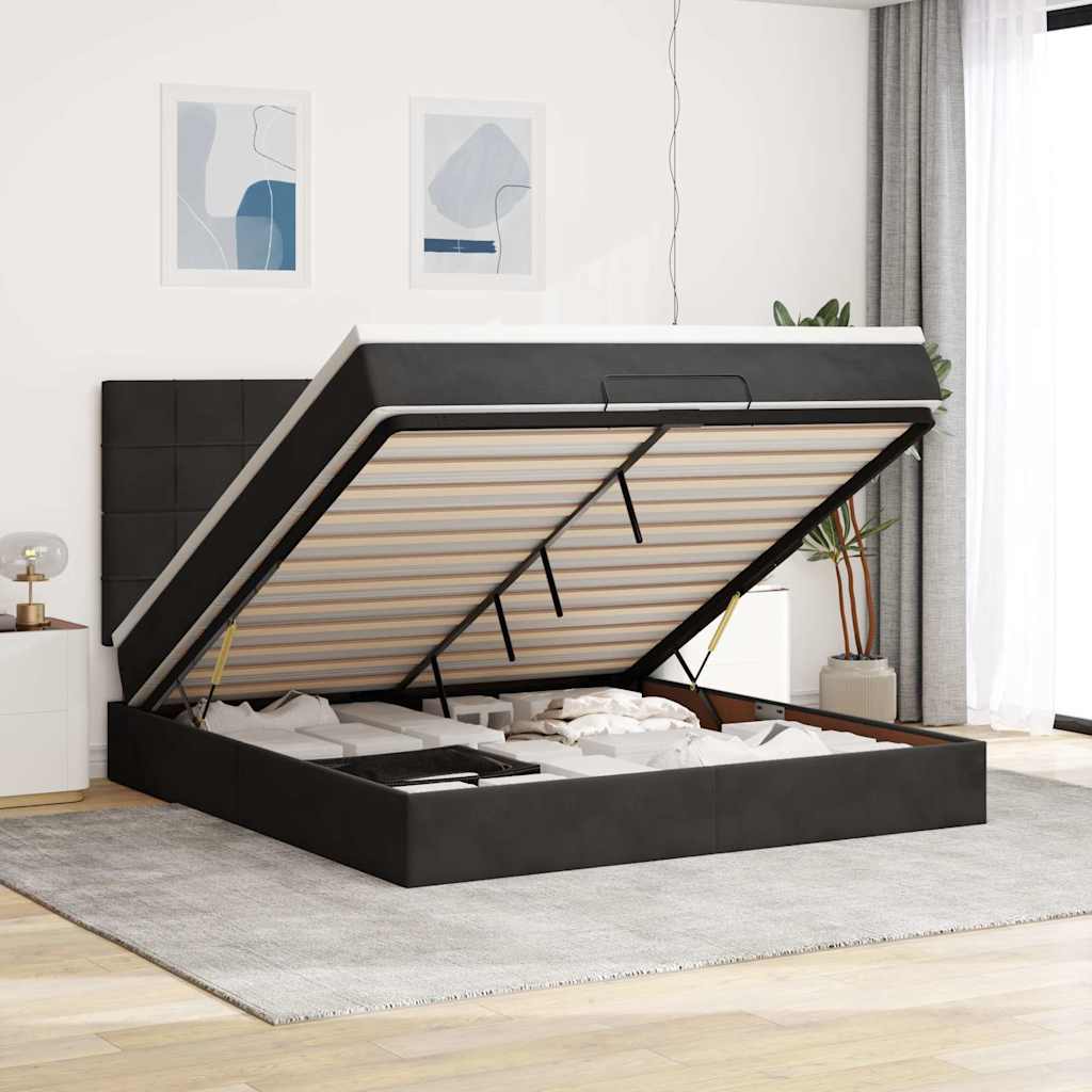 vidaXL Ottoman bed met matrassen 100x200cm fluweel roze