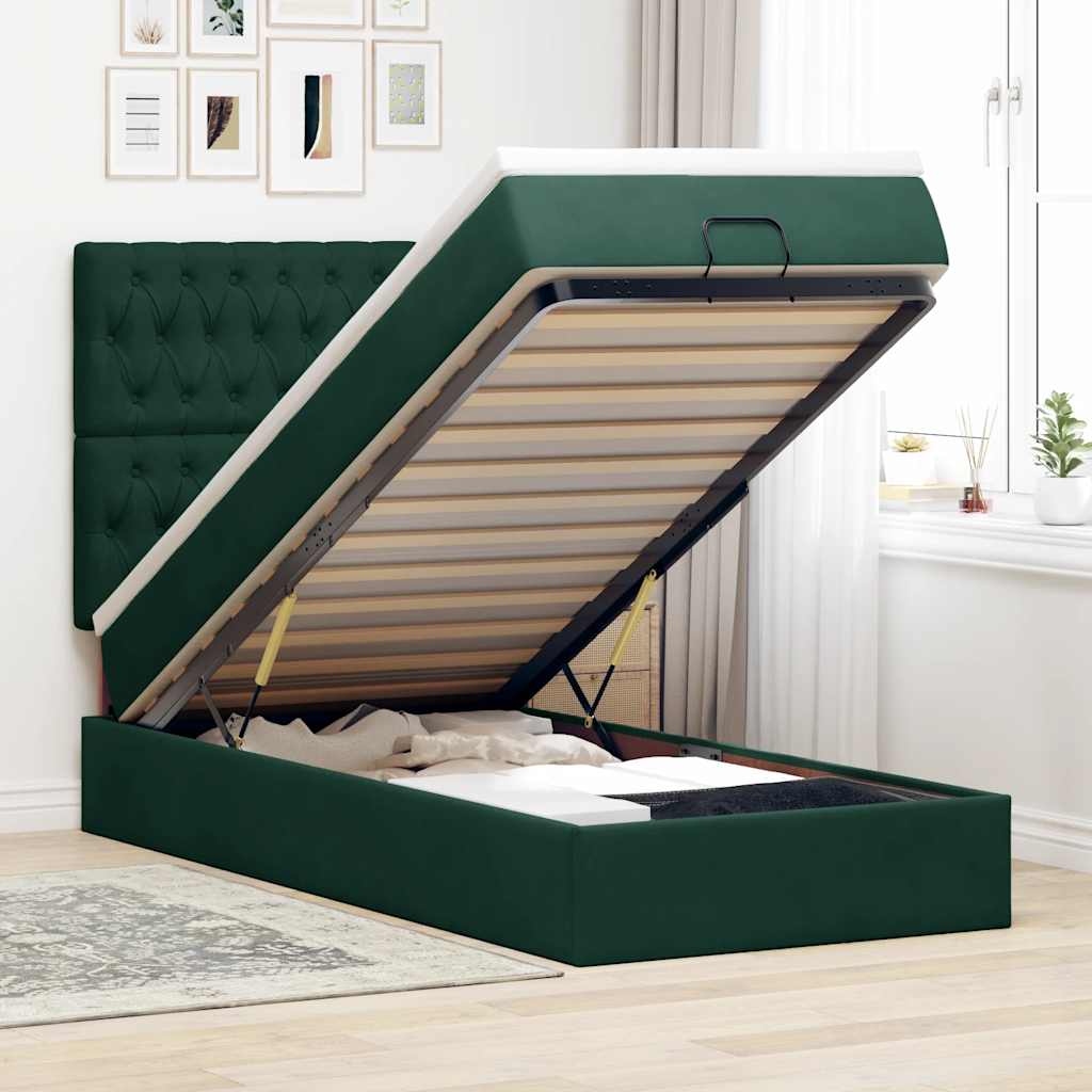 vidaXL Ottoman bed met matrassen 100x200cm fluweel roze