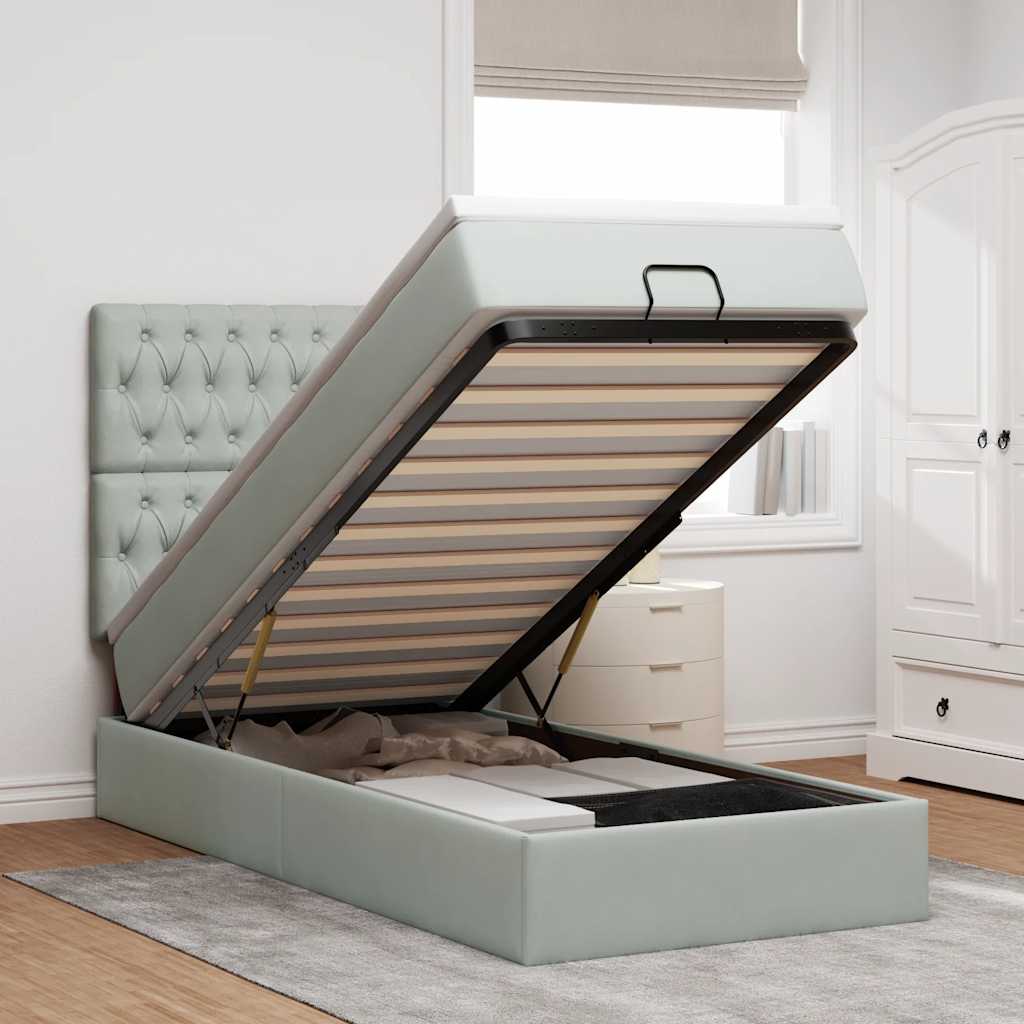 vidaXL Ottoman bed met matrassen 100x200cm fluweel roze