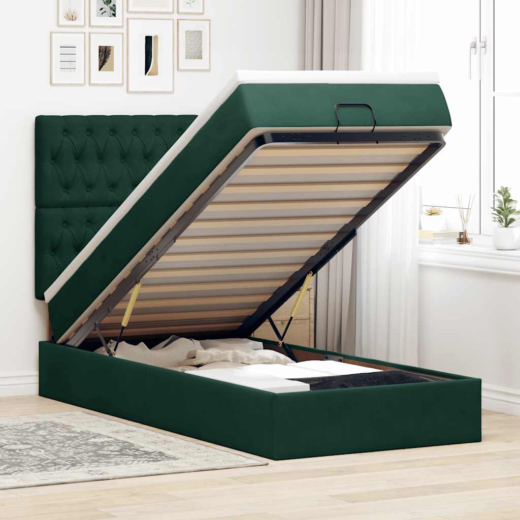 vidaXL Ottoman bed met matrassen 100x200cm fluweel roze