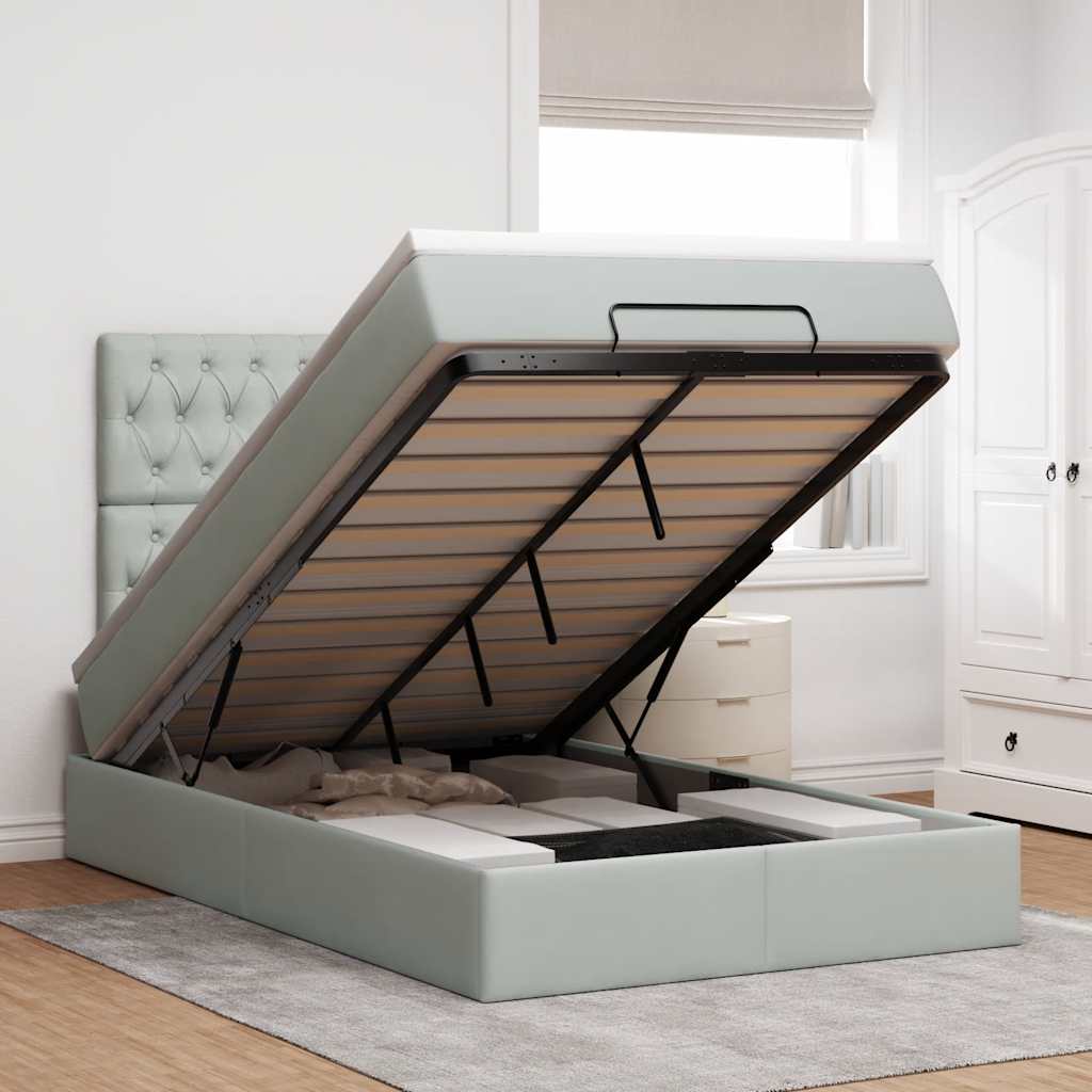 vidaXL Ottoman bed met matrassen 100x200cm fluweel roze