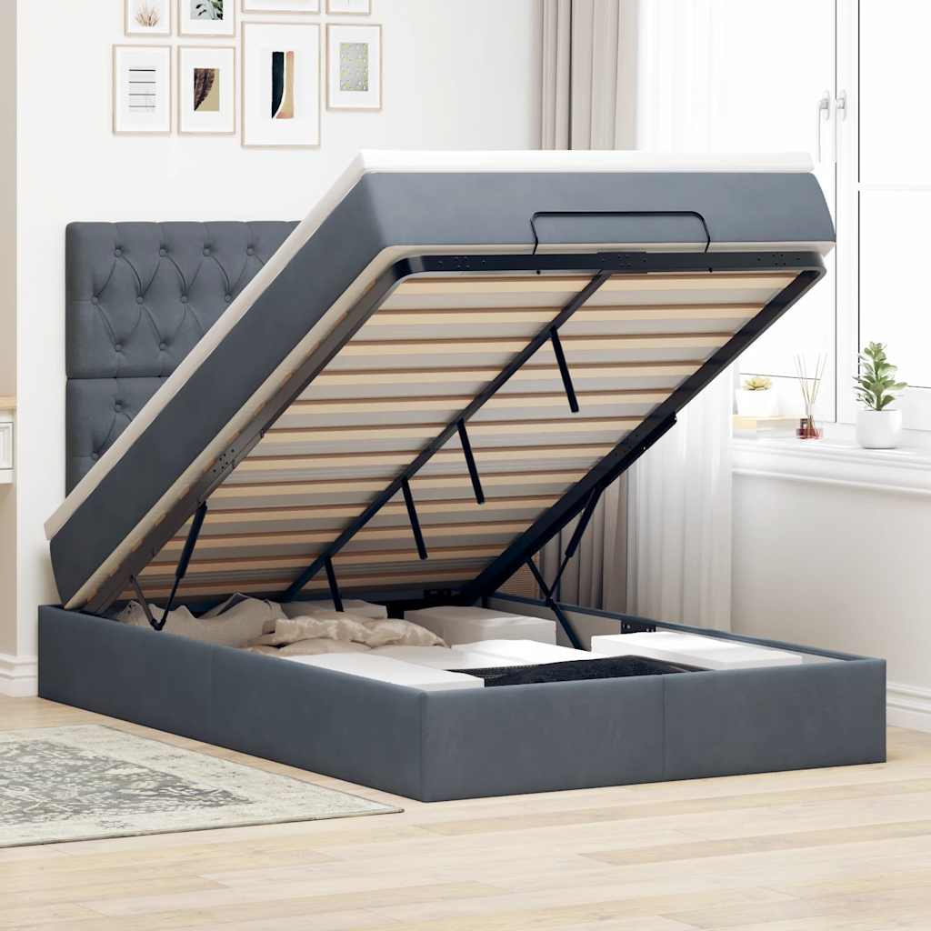 vidaXL Ottoman bed met matrassen 100x200cm fluweel roze