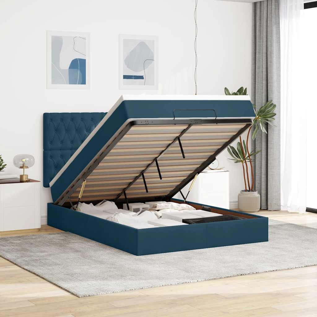 vidaXL Ottoman bed met matrassen 100x200cm fluweel roze