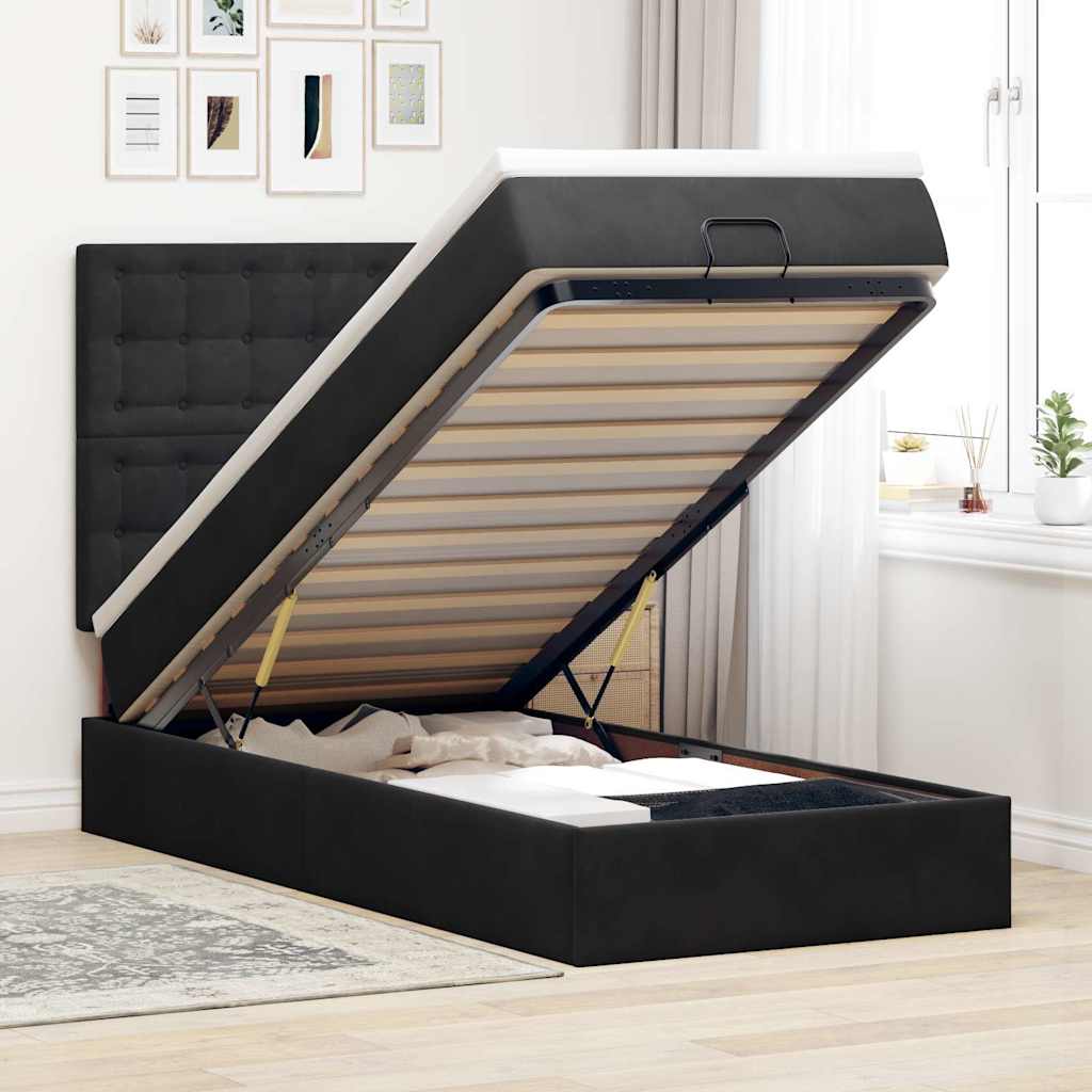 vidaXL Ottoman bed met matrassen 100x200cm fluweel roze