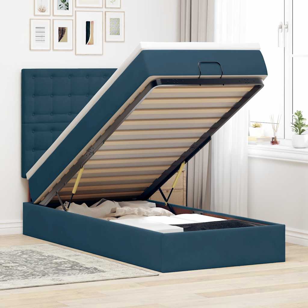 vidaXL Ottoman bed met matrassen 100x200cm fluweel roze