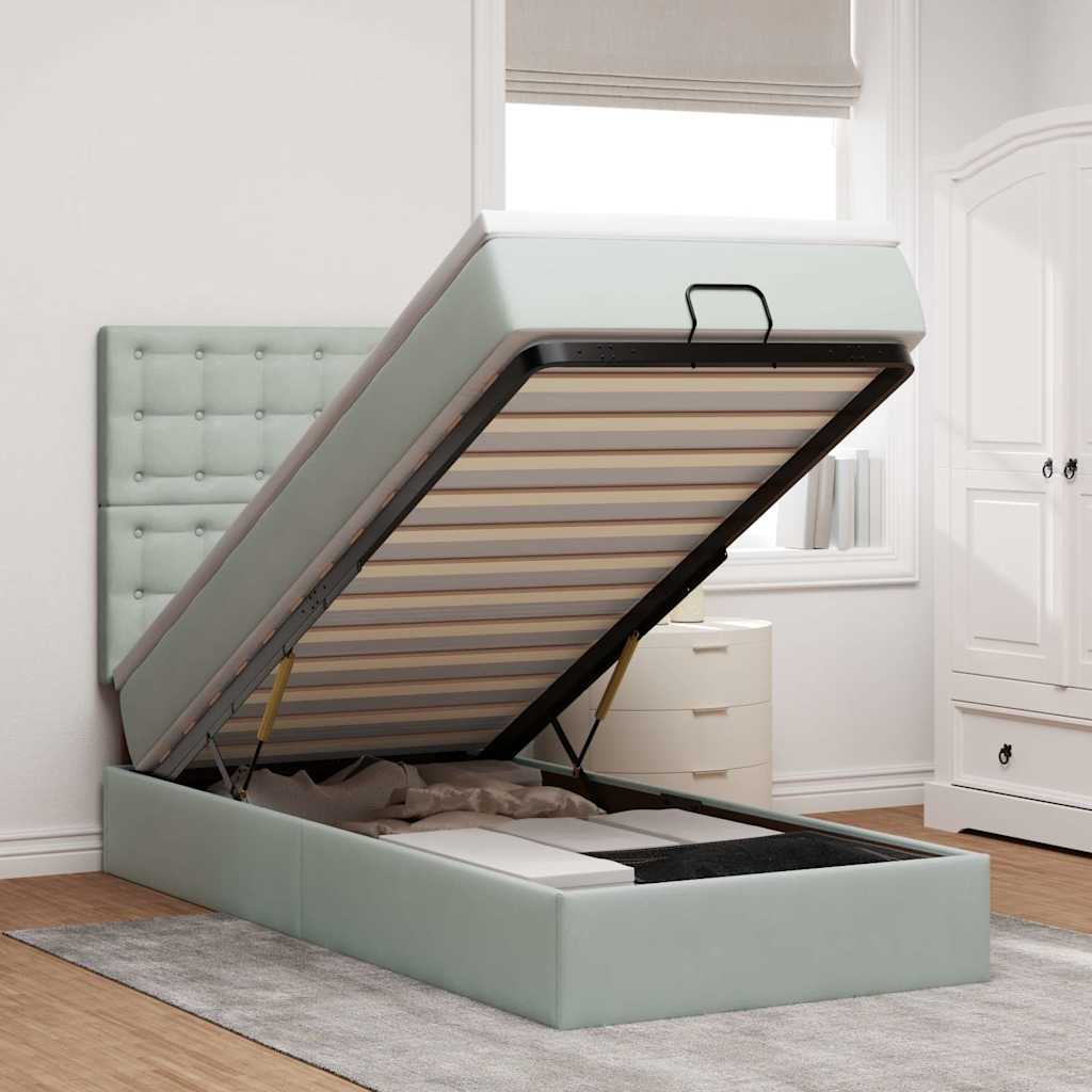 vidaXL Ottoman bed met matrassen 100x200cm fluweel roze
