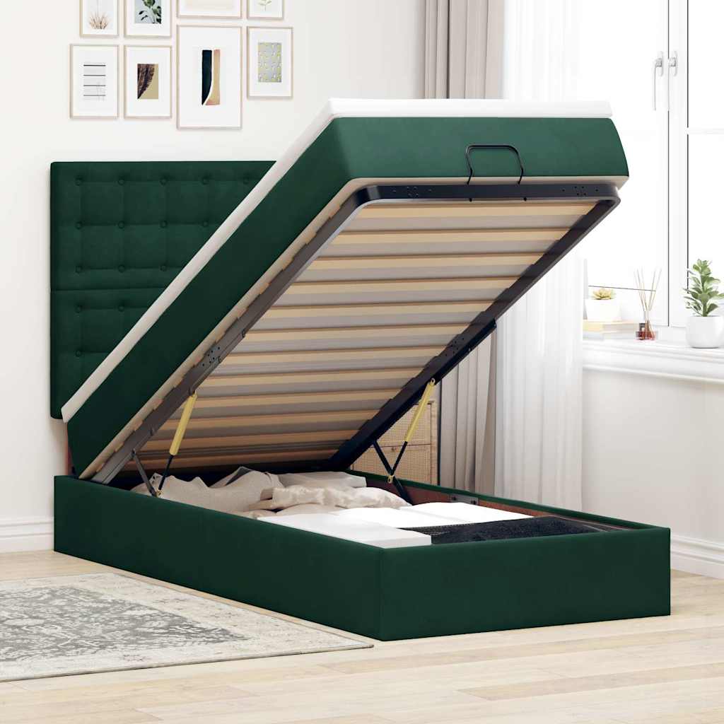 vidaXL Ottoman bed met matrassen 100x200cm fluweel roze