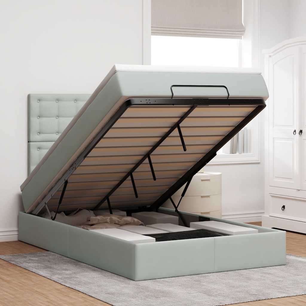 vidaXL Ottoman bed met matrassen 100x200cm fluweel roze