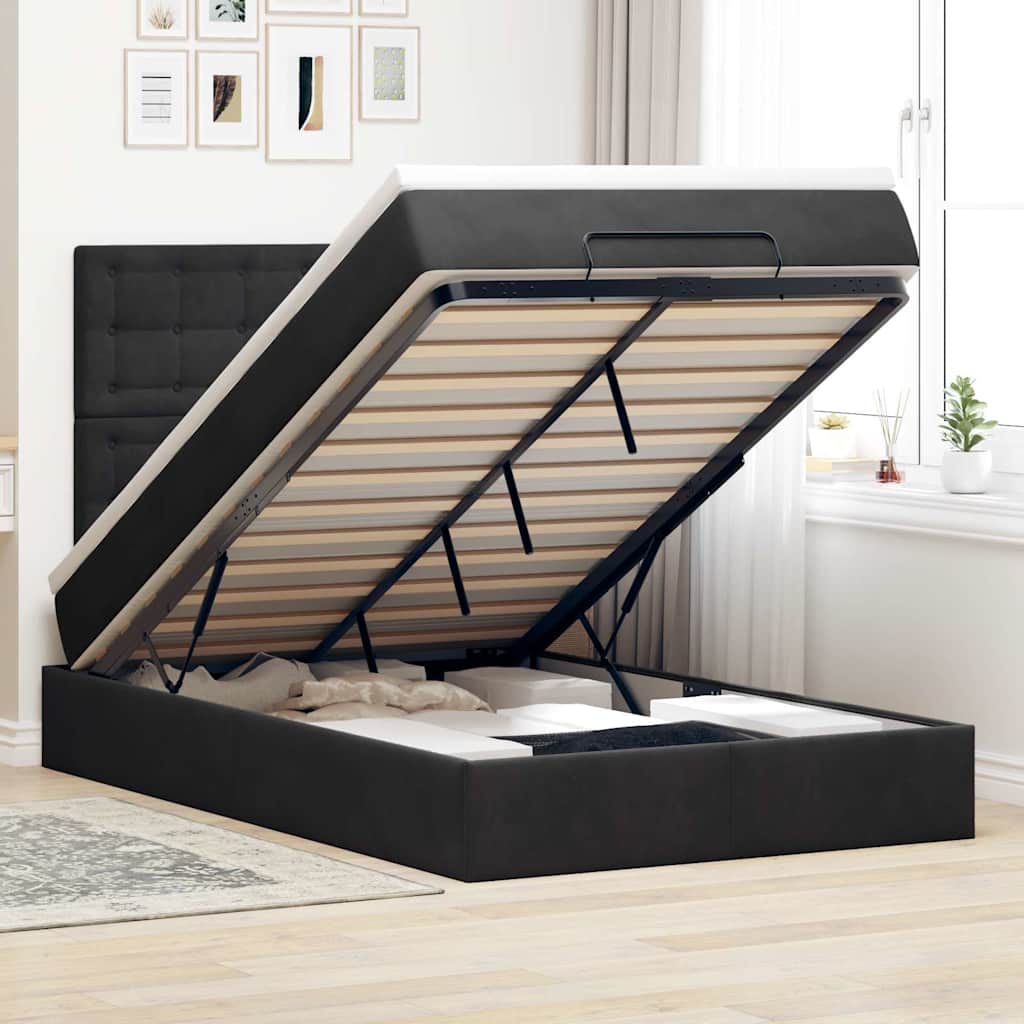 vidaXL Ottoman bed met matrassen 100x200cm fluweel roze