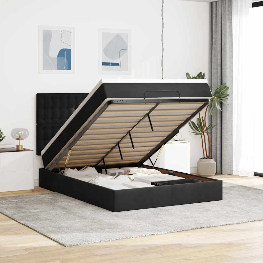 vidaXL Ottoman bed met matrassen 100x200cm fluweel roze