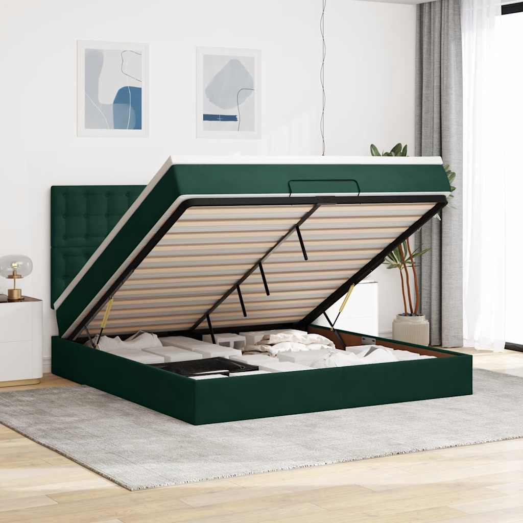 vidaXL Ottoman bed met matrassen 100x200cm fluweel roze