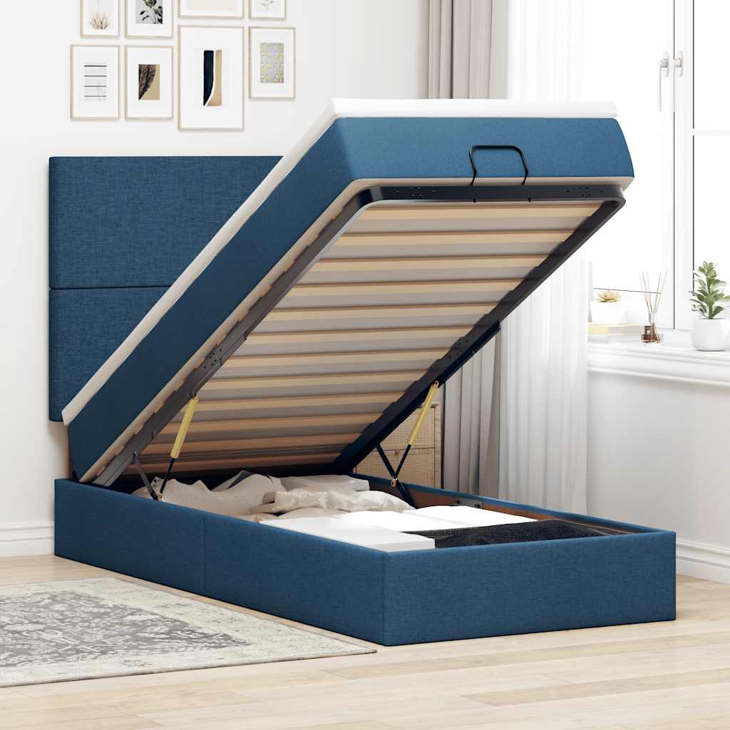 vidaXL Ottoman bed met matras en LED's 100x200cm stof lichtgrijs