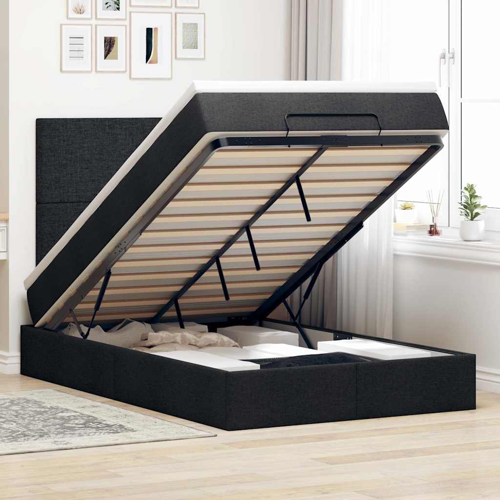 vidaXL Ottoman bed met matras en LED's 100x200cm stof lichtgrijs