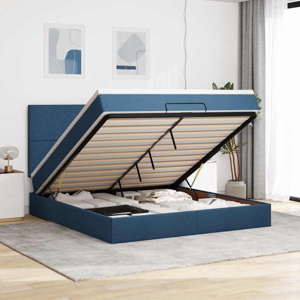 vidaXL Ottoman bed met matras en LED's 100x200cm stof lichtgrijs