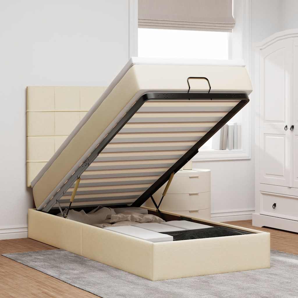 vidaXL Ottoman bed met matras en LED's 100x200cm stof lichtgrijs
