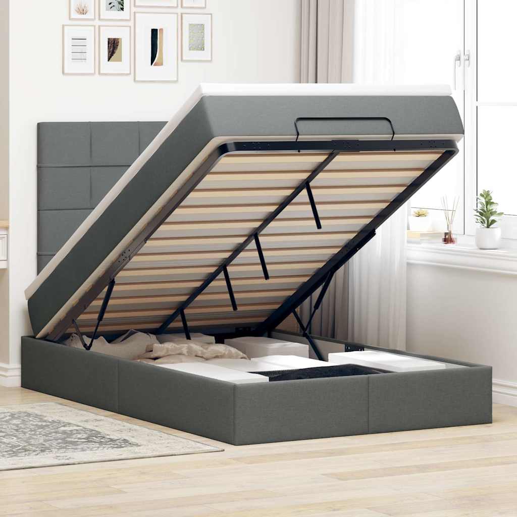 vidaXL Ottoman bed met matras en LED's 100x200cm stof lichtgrijs